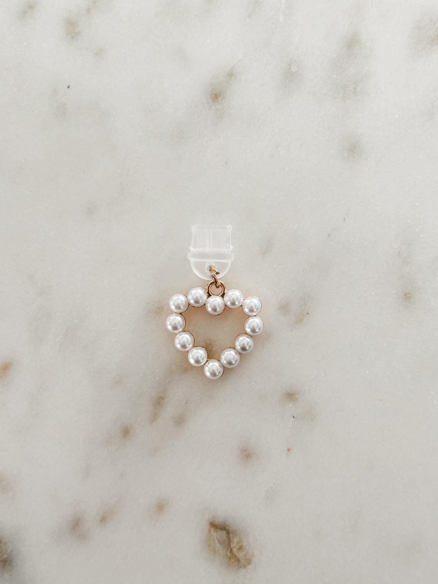 Pearl Heart Charm Kindle Dust Plug (USB-C Dust Plug)