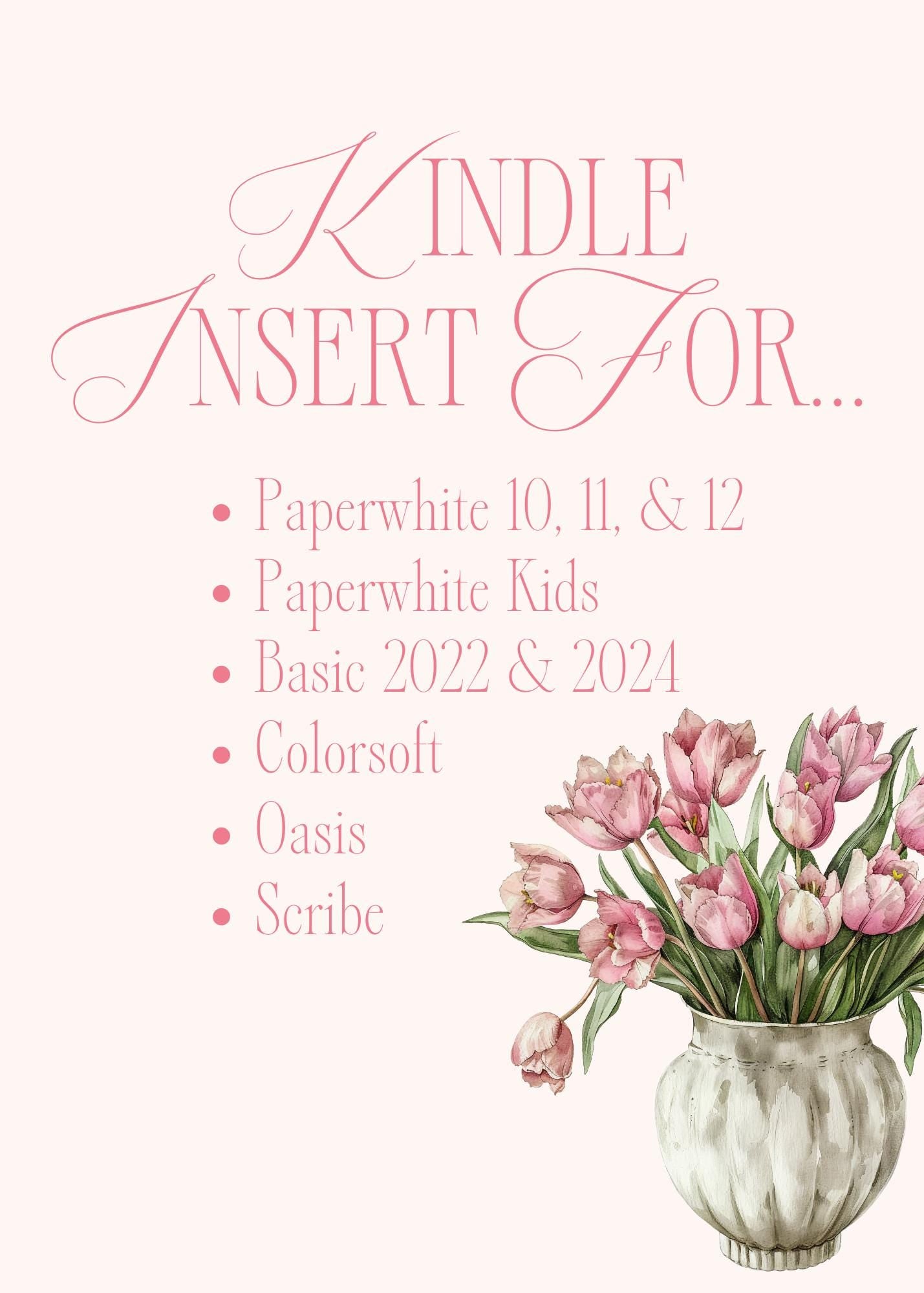 Croissant Coquette Kindle Insert for Clear Case | Romantic Bookish Case Insert for Paperwhite, Colorsoft, Basic, Scribe, & Oasis