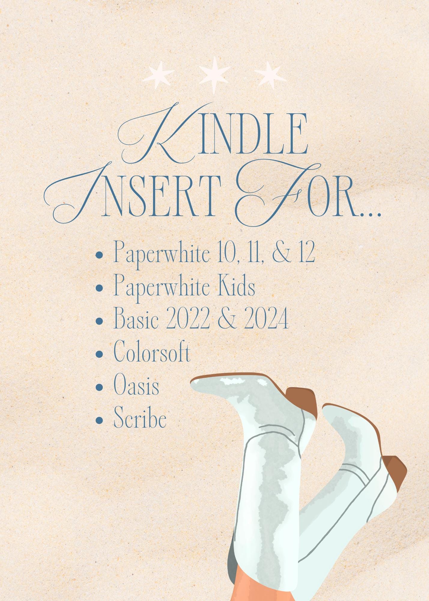 Coastal Cowgirl Kindle Insert for Clear Case | Summer Bookish Case Insert for Paperwhite, Colorsoft, Basic, Scribe, & Oasis