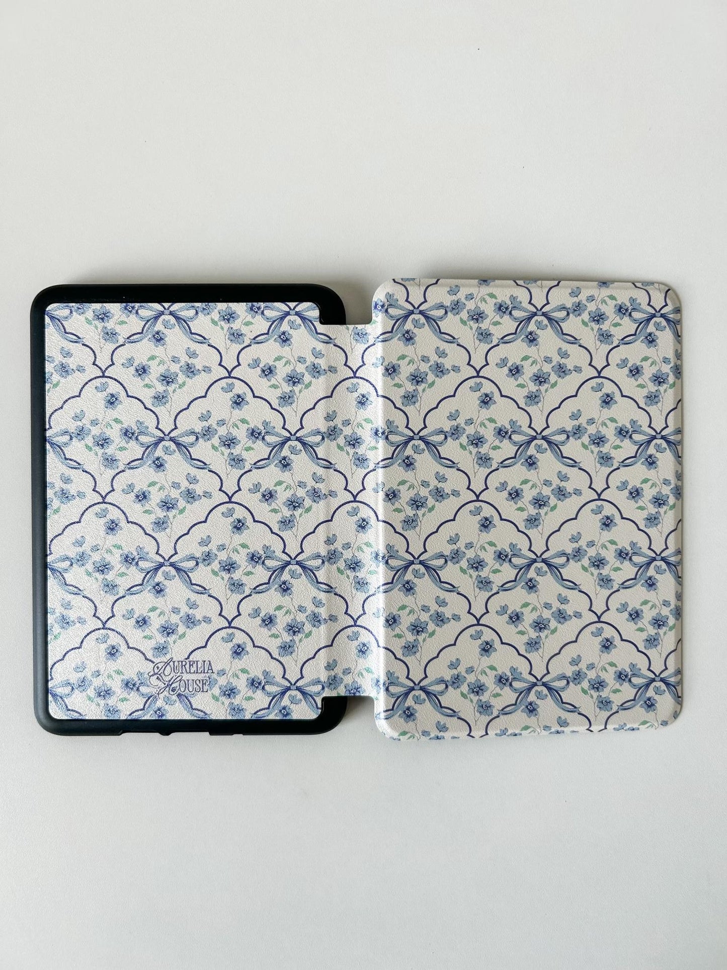 Blue Bows Kindle Case With Hand Strap | Coquette Floral Kindle Case | Kindle Paperwhite Case