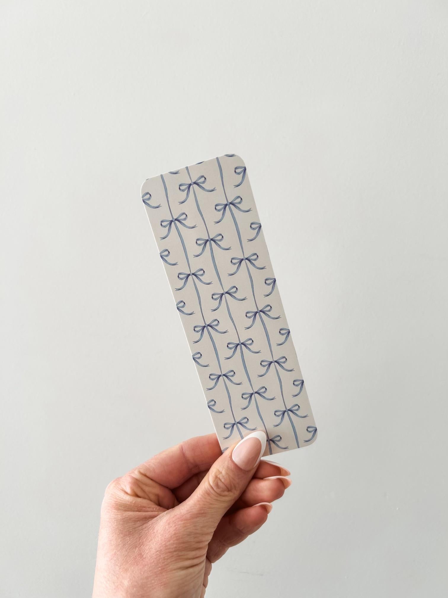 Blue Bow Coquette Bookmark | Blue Satin Ribbon Bow Bookmark | Bookish Gift