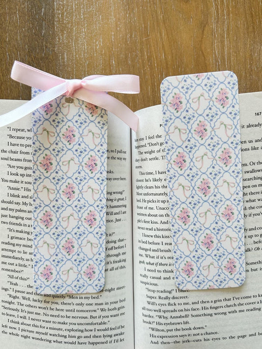 Bouquets and Bows Coquette Bookmark | Bow Bookmark | Floral Bookmark | Bookish Gift