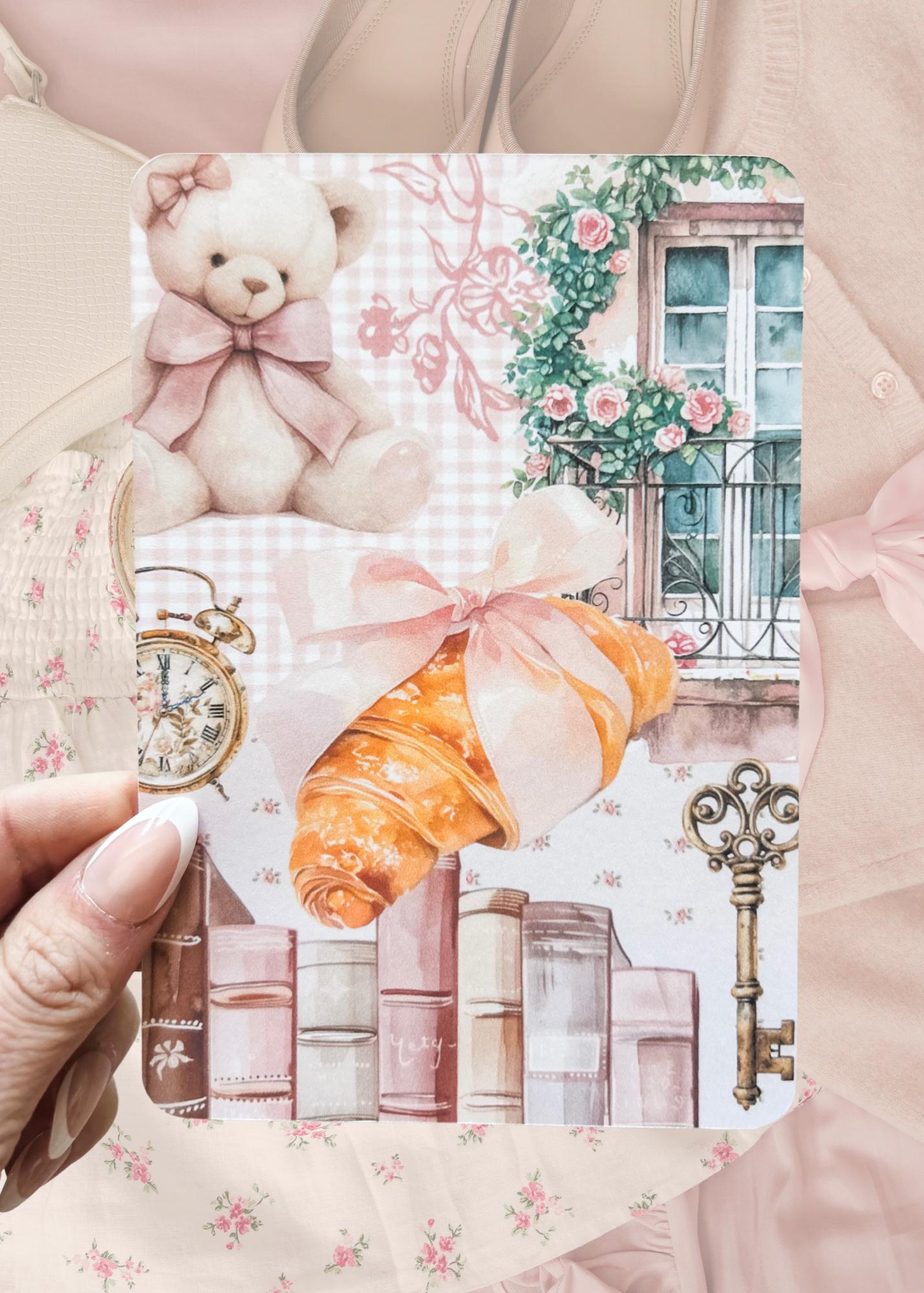 Croissant Coquette Kindle Insert for Clear Case | Romantic Bookish Case Insert for Paperwhite, Colorsoft, Basic, Scribe, & Oasis