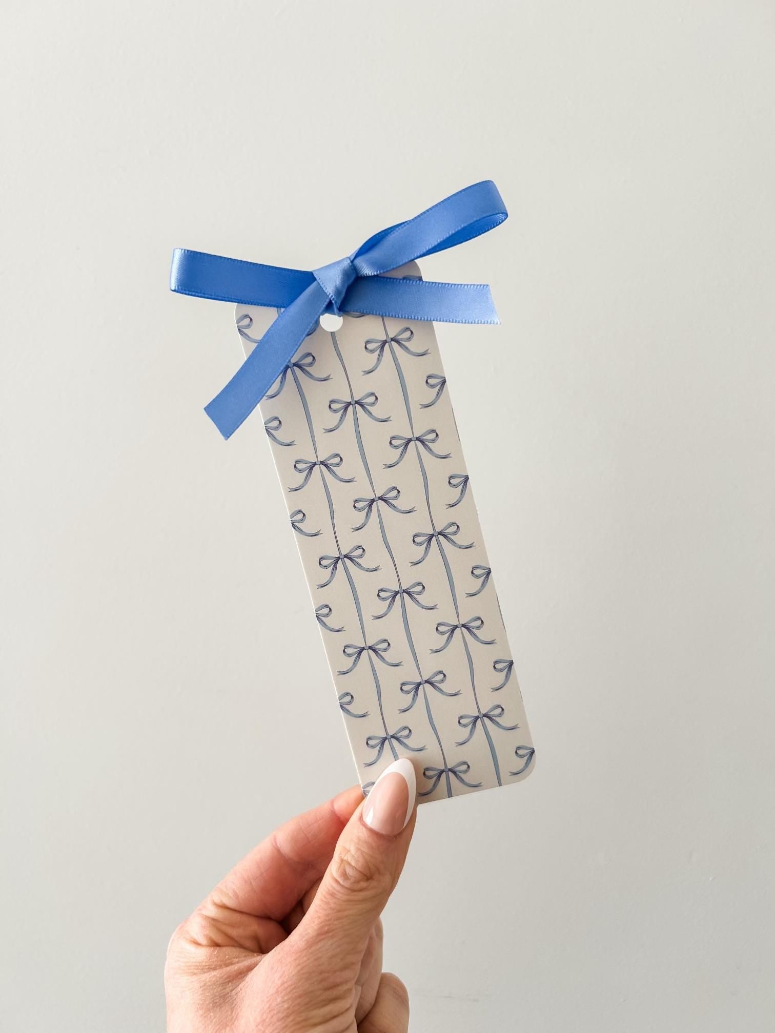 Blue Bow Coquette Bookmark | Blue Satin Ribbon Bow Bookmark | Bookish Gift