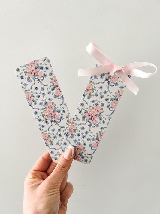 Flower Coquette Bookmark | Bow Bookmark | Floral Bookmark | Bookish Gift
