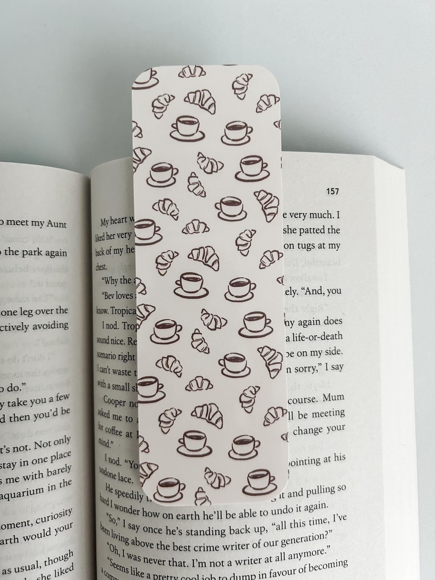 Coffee and Croissant Bookmark | Bow Bookmark | Coffee Bookmark | Bookish Gift