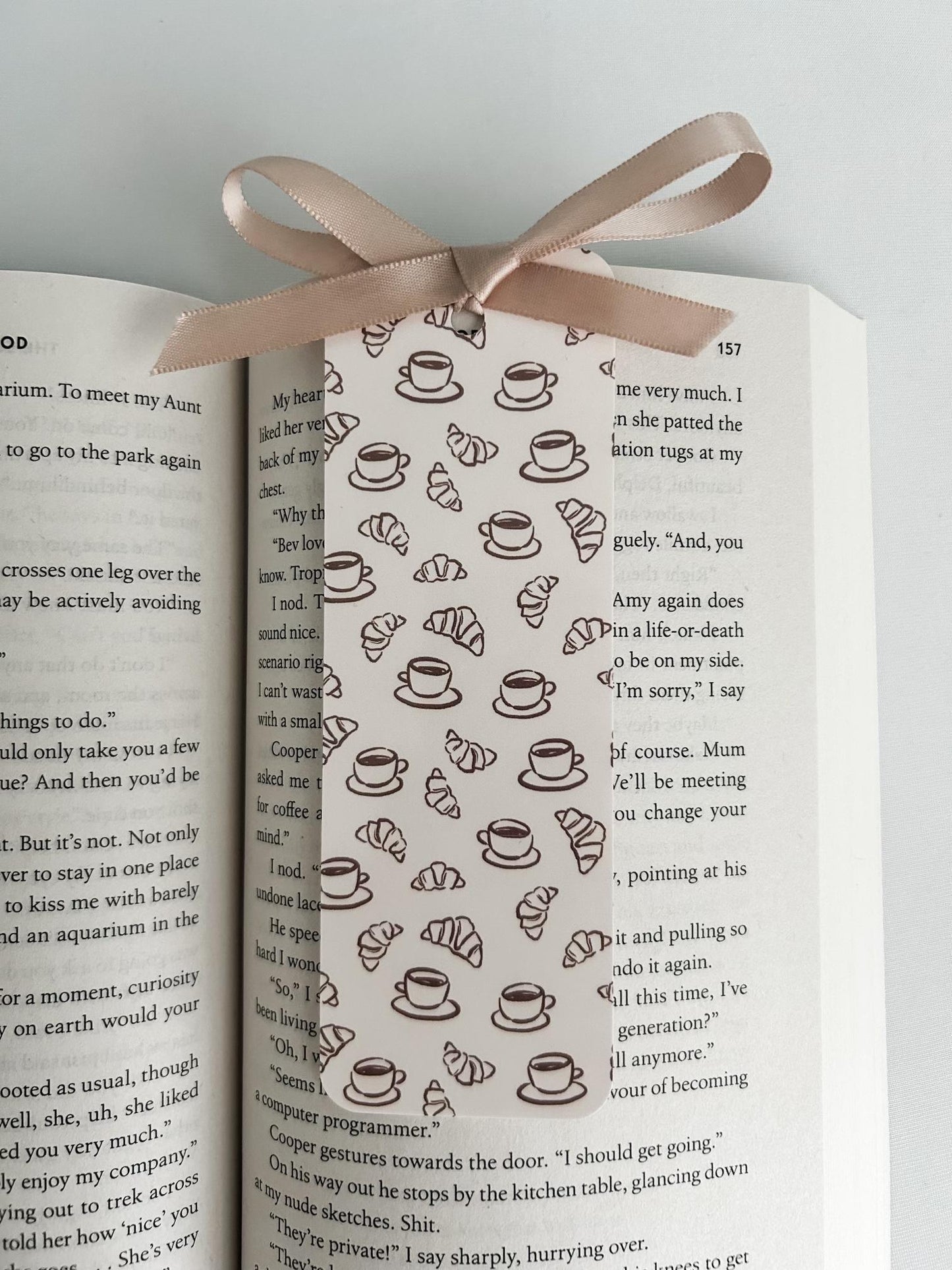 Coffee and Croissant Bookmark | Bow Bookmark | Coffee Bookmark | Bookish Gift