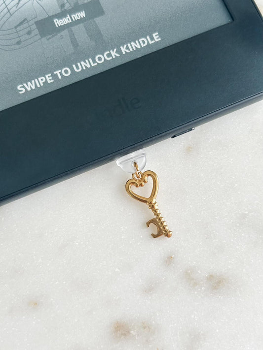 Heart Key Kindle Dust Plug | Heart Key Kindle Charm | USB-C Dust Plug | Bookish Gifts