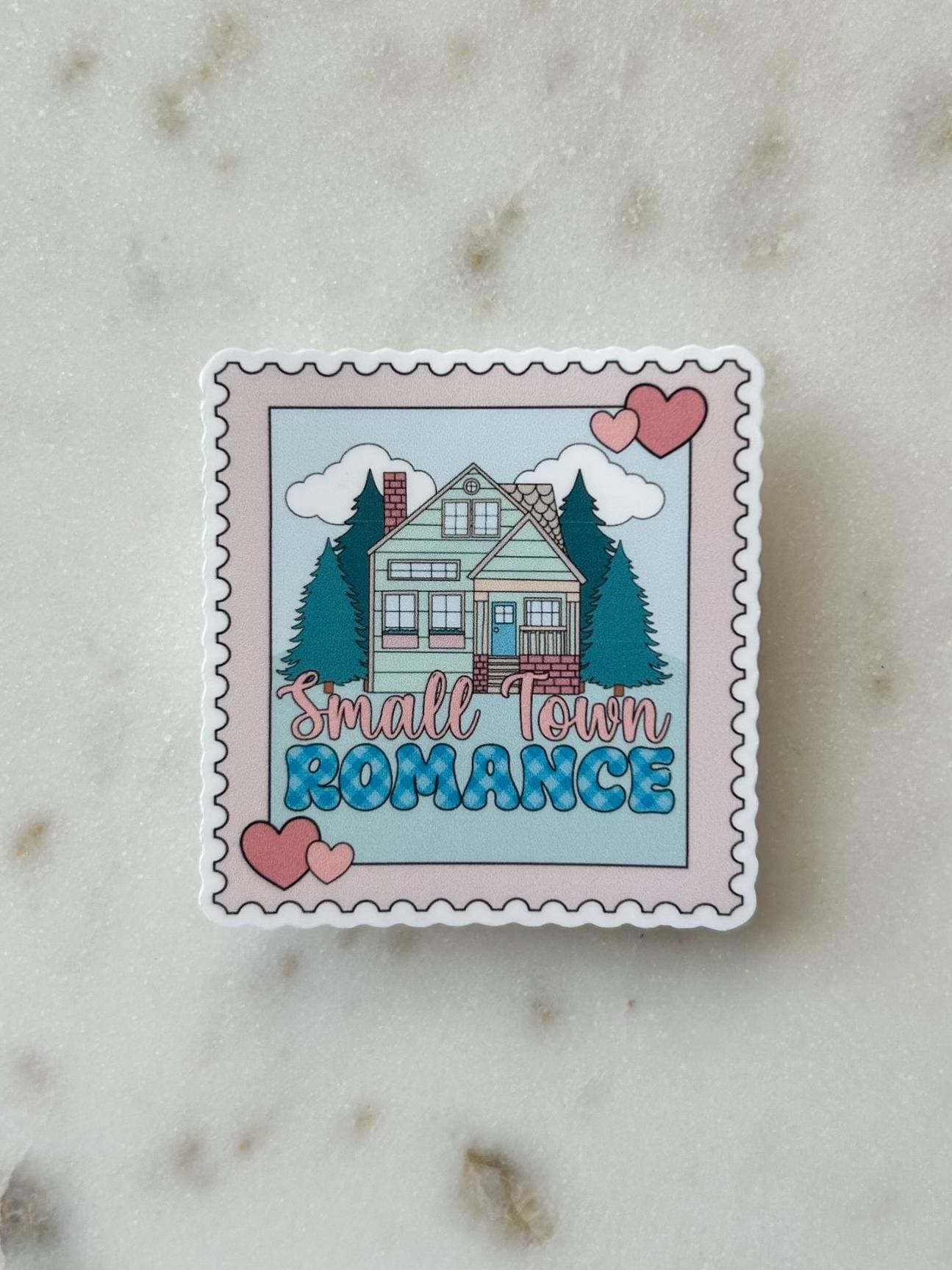Small Town Romance Postage Stamp Sticker | Waterproof Book Trope Sticker