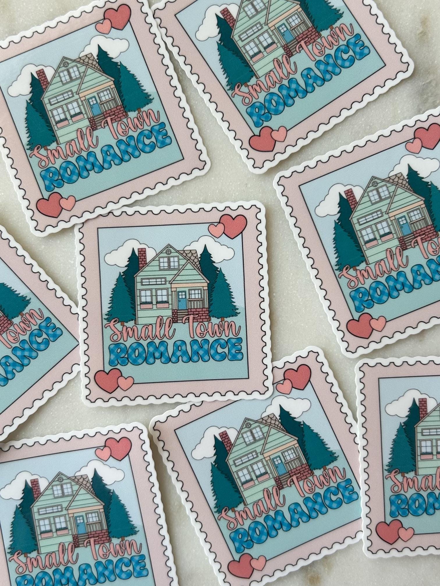 Small Town Romance Postage Stamp Sticker | Waterproof Book Trope Sticker