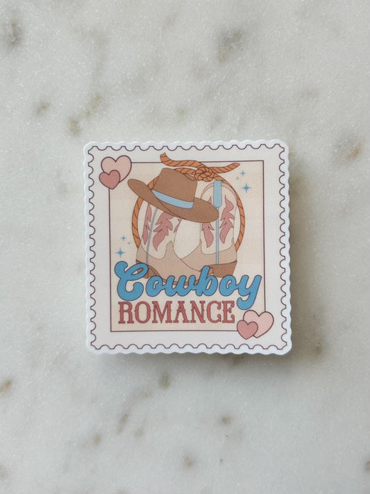 Cowboy Romance Postage Stamp Sticker | Waterproof Book Trope Sticker