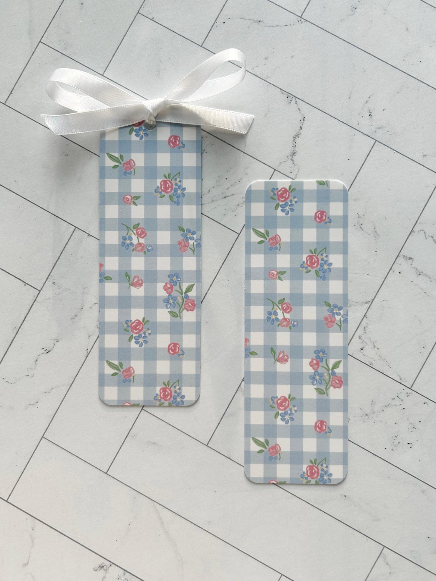 Floral Gingham Bookmark with Bow