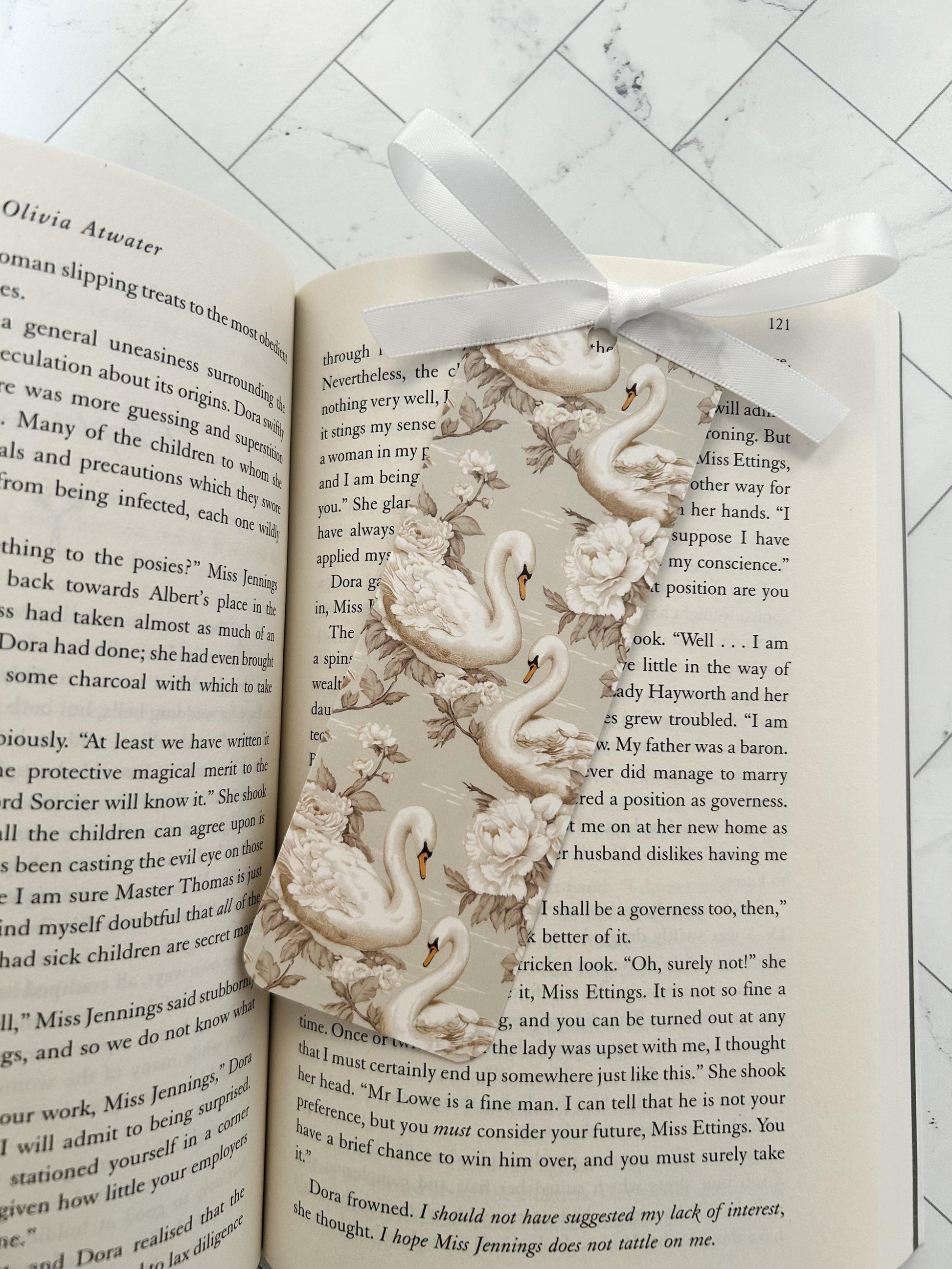 Swan Bookmark with Bow