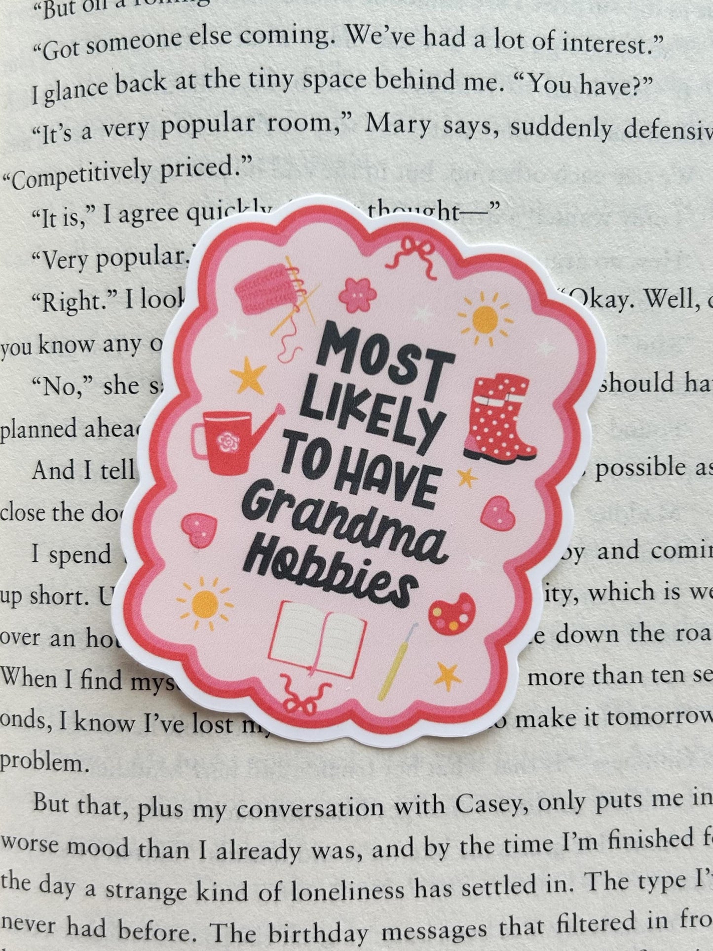 Most Likely to Have Grandma Hobbies Sticker | Waterproof Cozy Hobbies Sticker